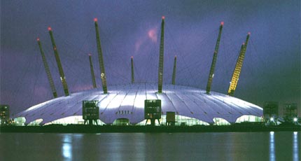 The Millennium Dome, standing right on the Greenwich Meridian.
